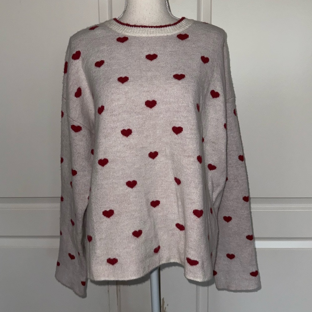 SPLENDID Lolly Hearts Jacquard Sweater Size Large - Picture 3 of 6